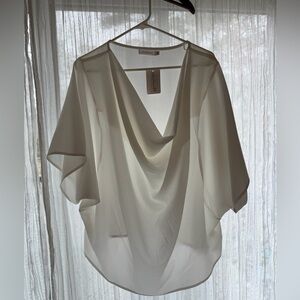 NWT Beautiful Elegant White Draped Blouse